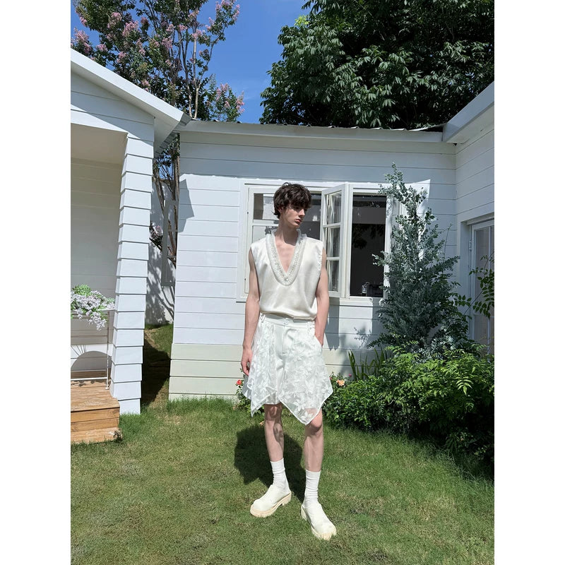 Lace Patchwork Relaxed Fit Shorts Pants 4