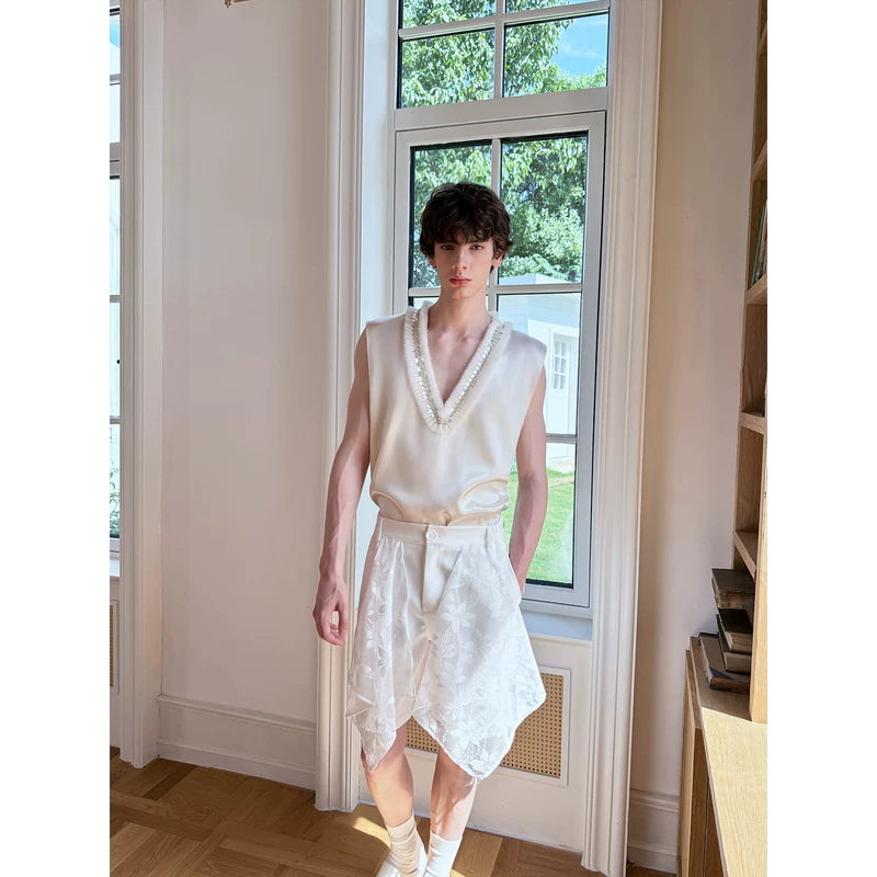 Lace Patchwork Relaxed Fit Shorts Pants 5