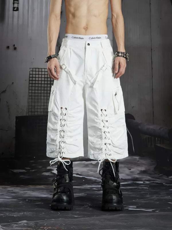 Lace-Up Cargo Capri Pants 1