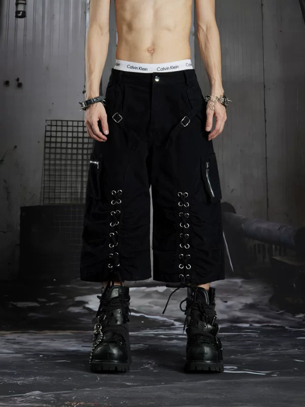 Lace-Up Cargo Capri Pants 2