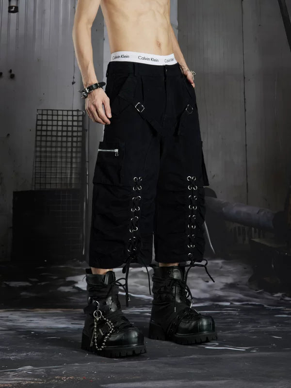 Lace-Up Cargo Capri Pants 3