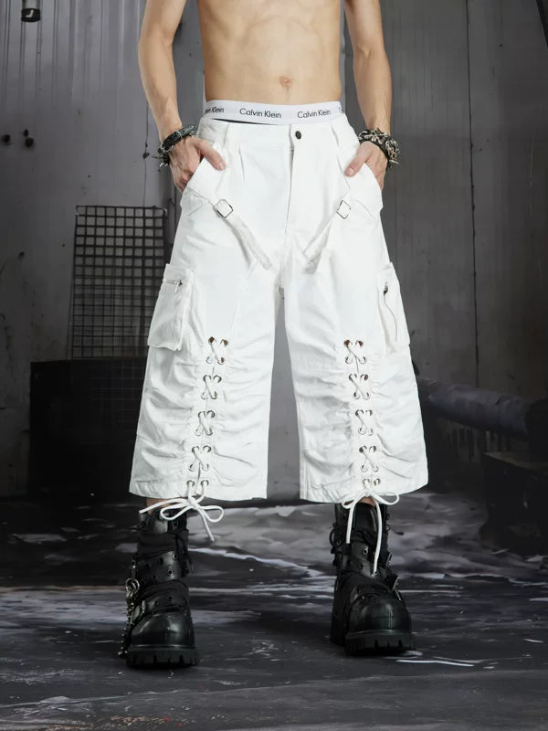 Lace-Up Cargo Capri Pants 5