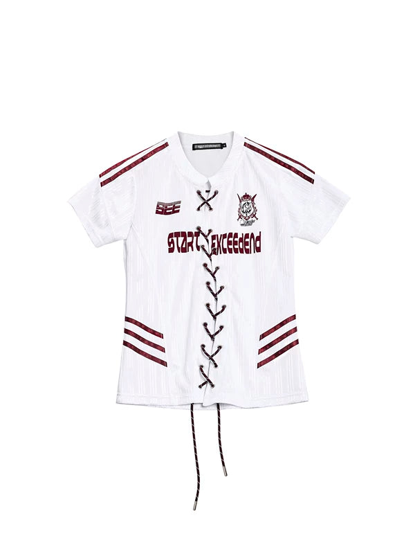 Lace-Up Graphic Print Sports Jersey T-Shirt 5