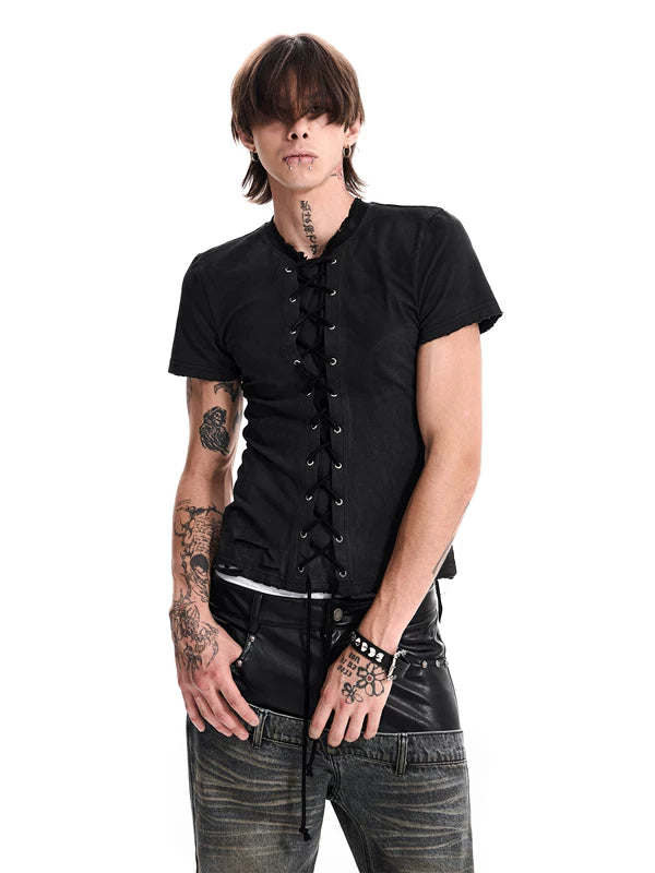 Lace-Up Short-Sleeve T-Shirt 1