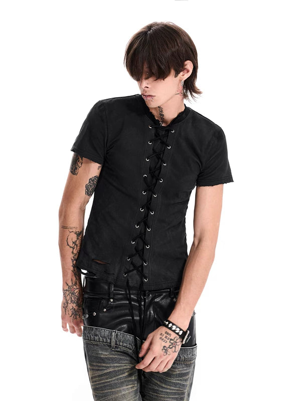 Lace-Up Short-Sleeve T-Shirt 3