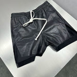 Lambskin Drawstring Side-Slit Bermuda Pants 2