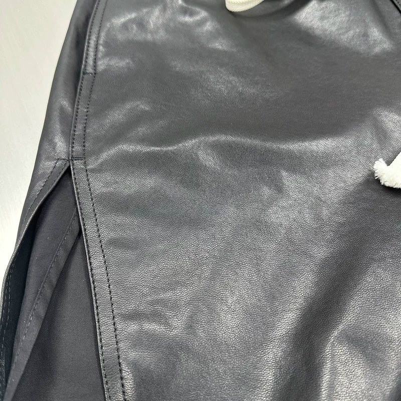 Lambskin Drawstring Side-Slit Bermuda Pants 5