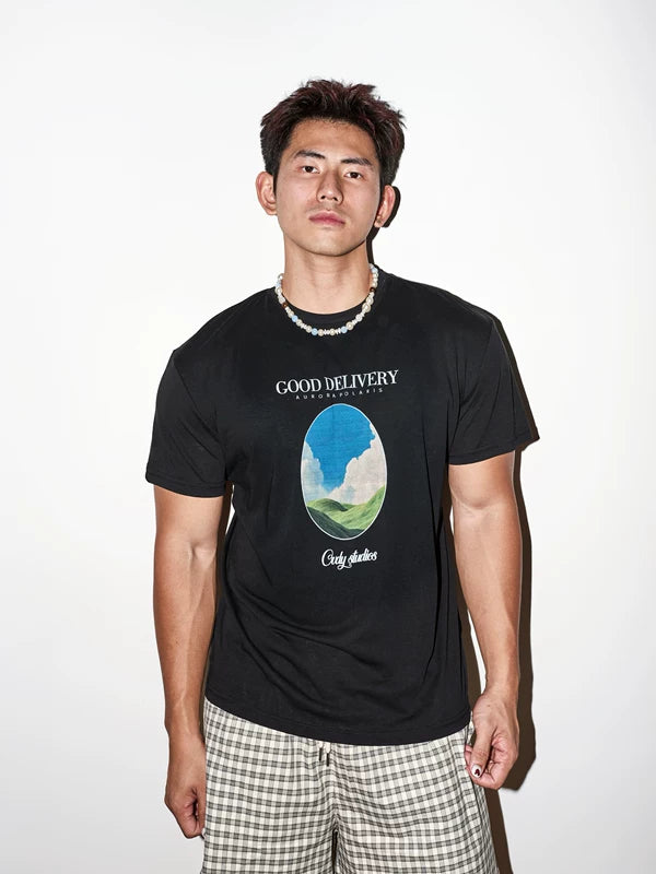 Landscape Print Short-Sleeve T-Shirt 1