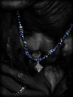 Lapis Lazuli Beaded Conical Pendant Necklace 1