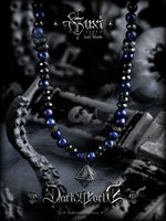 Lapis Lazuli Beaded Conical Pendant Necklace 2