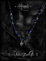Lapis Lazuli Beaded Conical Pendant Necklace 4