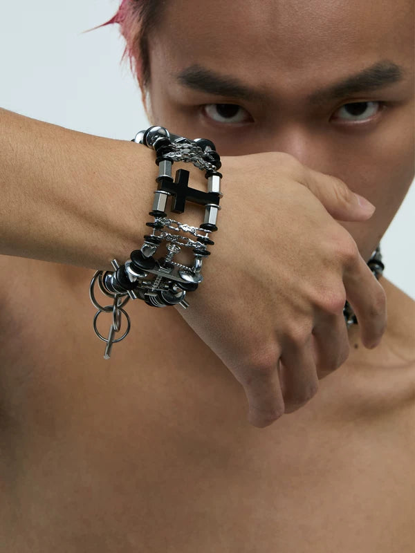 Layered Cross Chain Link Bracelet 1