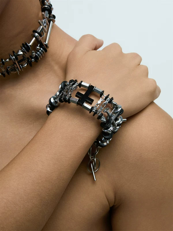 Layered Cross Chain Link Bracelet 3