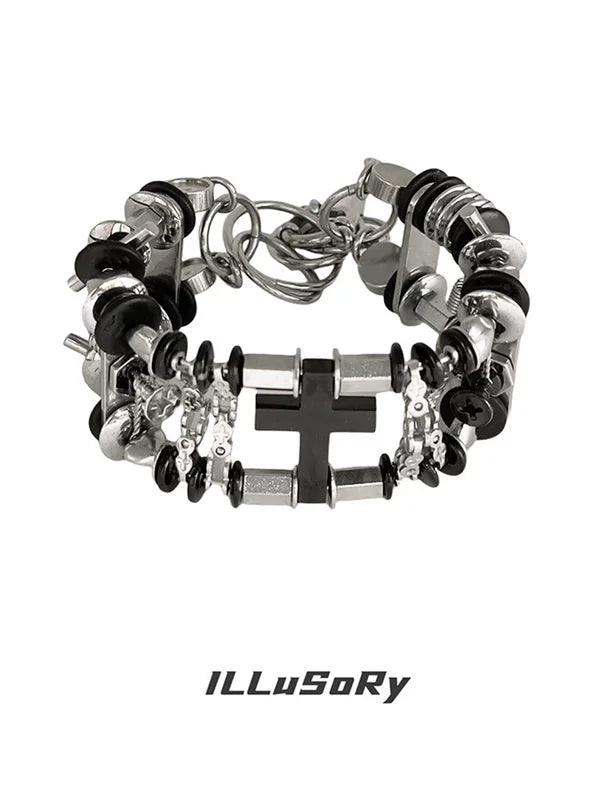 Layered Cross Chain Link Bracelet 5