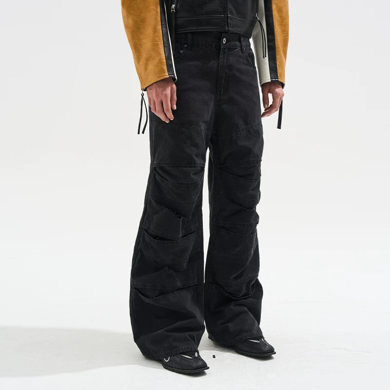 6057530130343,6057530130344,6057530130345,6057530130346, Layered Distressed Ripped Wide Leg Jeans Pants