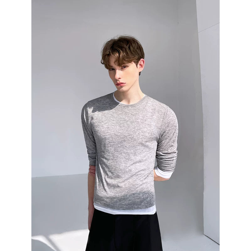 Layered Faux Two-Piece Long-Sleeve T-Shirt 3