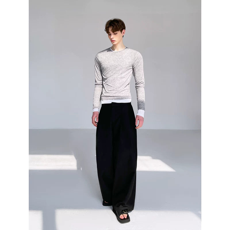 Layered Faux Two-Piece Long-Sleeve T-Shirt 5