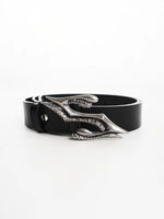 Leather Belt with Sculpted Metal Buckle 1