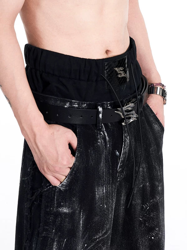 Leather Belt with Sculpted Metal Buckle 2