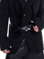 Leather Belt with Sculpted Metal Buckle 4