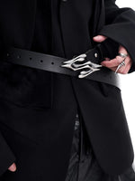 Leather Belt with Sculpted Metal Buckle 5
