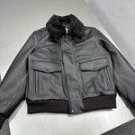 Leather Bomber Jacket with Shearling Collar 3