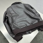 Leather Bomber Jacket with Shearling Collar 5