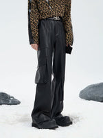 Leather Cargo Pants with Flared Fit 2
