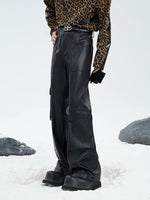 Leather Cargo Pants with Flared Fit 4