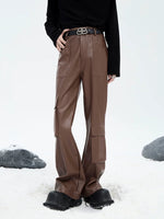 Leather Cargo Pants with Flared Fit 5