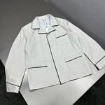 Leather Shirt Jacket with Contrast Piping 2