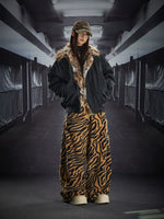 Leopard Faux Fur Collar Padded Jacket 4