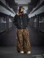 Leopard Faux Fur Collar Padded Jacket 5