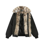 5984743368785,5984743368786,5984743368787, Leopard Faux Fur Collar Padded Jacket