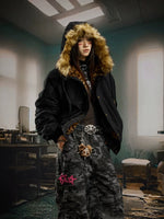 Leopard Faux Fur Hooded Padded Jacket 2