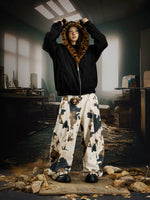 Leopard Furry Hooded Quilted Zip Jacket 4