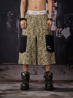 Leopard Patchwork Cargo Capri Pants 1