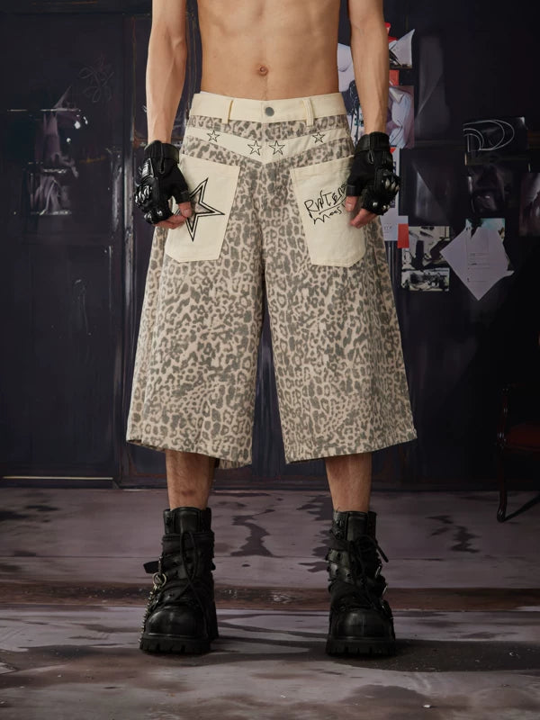 Leopard Patchwork Cargo Pants 2