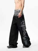 Leopard Patchwork Double Waistband Wide-Leg Pants 3