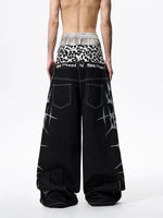 Leopard Patchwork Double Waistband Wide-Leg Pants 4