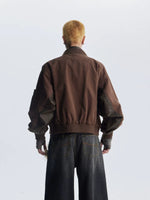 Leopard Patchwork Faux Two-Piece Baseball Jacket 3