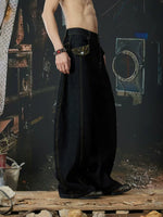 Leopard Patchwork Wide-Leg Curved Denim Pants 5