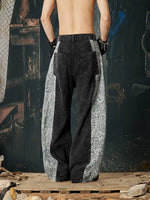 Leopard Patchwork Wide-Leg Distressed Jeans Pants 4