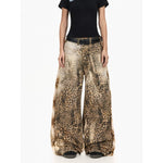 6129217975753,6129217975754,6129217975755,6129217975756,6129217975757, Leopard Print Baggy Wide Leg Jeans Pants
