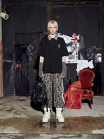 Leopard Print Collar Loose Polo T-Shirt 5