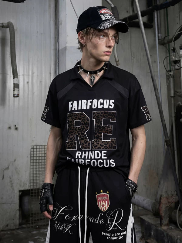 Leopard Print Collared Jersey T-Shirt 4