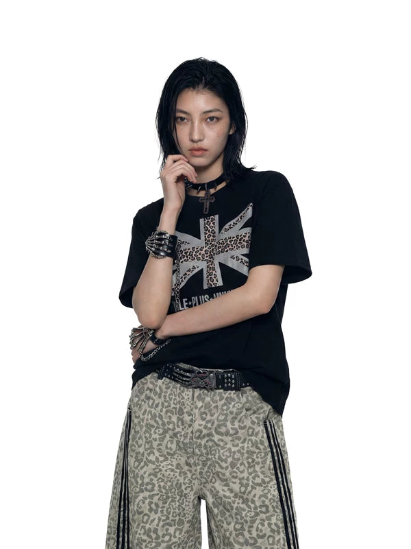 Leopard Print Crew Neck T-Shirt 2