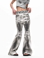 Leopard Print Double Waistband Flared Pants 2