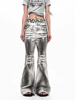 Leopard Print Double Waistband Flared Pants 4