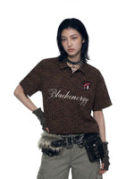 Leopard Print Embroidered Collared Shirt 2
